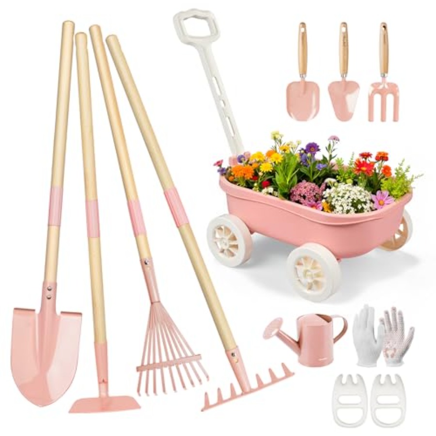 Gardening Tools In Japan - Set Berkebun dengan Gerobak Dorong, 11-Piece
