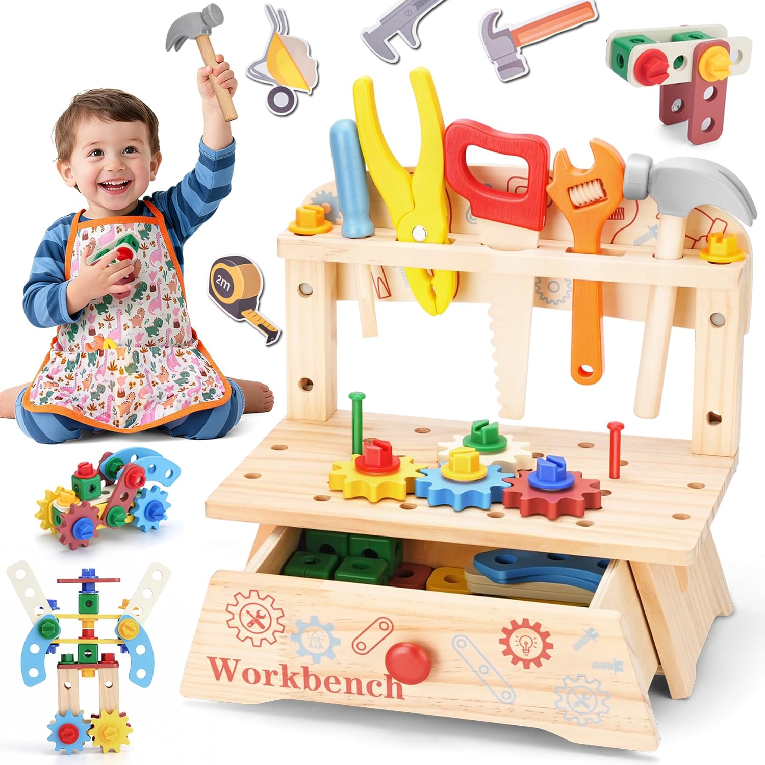 Gardening Tools For Kids - Bangku Perkakas Kayu untuk Anak-Anak, Mainan